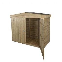 Installed Outdoor Pressure Treated Wooden Overlap Apex Outdoor Store by Forest Garden