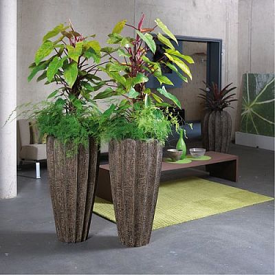 Firewood Round Tall Polystone Indoor Planter