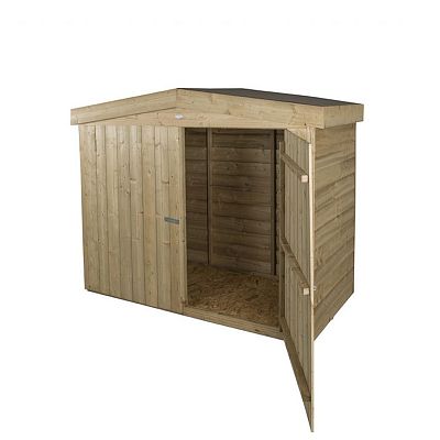 Installed Outdoor Pressure Treated Wooden Overlap Apex Outdoor Store by Forest Garden