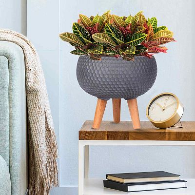 IDEALIST Lite Honeycomb Style Bowl Planter on Legs, Round Pot Plant Stand Indoor