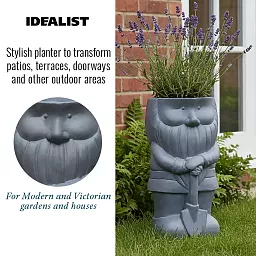 IDEALIST Lite Gnome with a Shovel Oval Plant Pot Outdoor