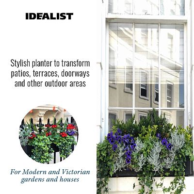 IDEALIST Lite Window Box Light Concrete Planter Set