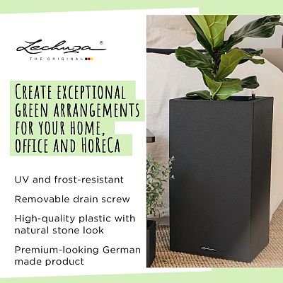 LECHUZA CANTO Stone High Square Tall Poly Resin Self-watering Planter