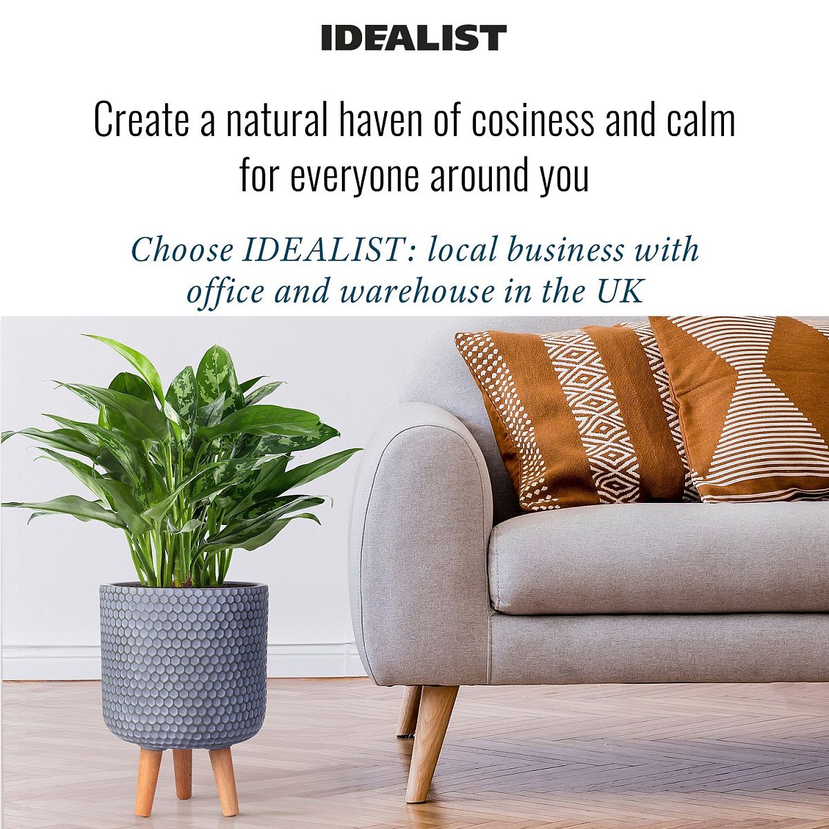 IDEALIST Lite Honeycomb Style Cylinder Planter on Legs, Round Pot Plant Stand Indoor