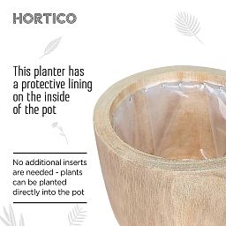 HORTICO RADIAL Wooden House Planter Round Indoor Plant Pot for House Plants with Waterproof Liner