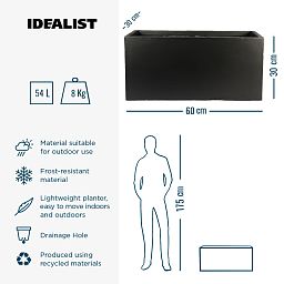 IDEALIST Lite Contemporary Light Concrete Trough Planter