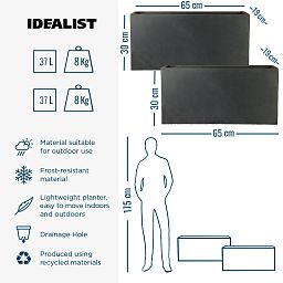 IDEALIST Lite Contemporary Light Concrete High Trough Planter Set