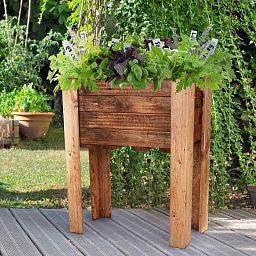 Rustic Scandinavian Redwood Raised Bed Outdoor Planter on Legs Made in UK by HORTICO