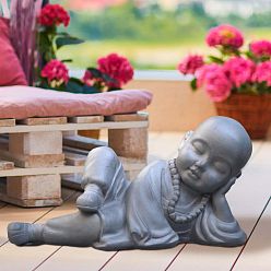 Resting Baby Monk Grey Indoor and Outdoor Statue by Idealist Lite L39.5 W17 H21 cm