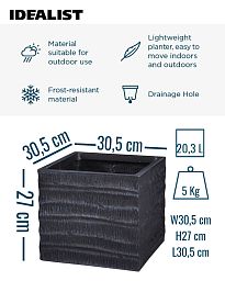 IDEALIST Lite Straw Ribbed Square Outdoor Planter