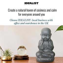 IDEALIST Lite Sitting Baby Monk Grey Indoor and Outdoor Statue L20 W17 H35 cm