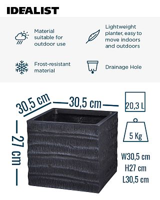 IDEALIST Lite Straw Ribbed Square Outdoor Planter