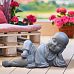 Resting Baby Monk Grey Outdoor Statue by Idealist Lite L39,5 W17 H21 cm