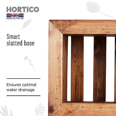 Rustic Scandinavian Redwood Square Outdoor Planter Made in UK by HORTICO