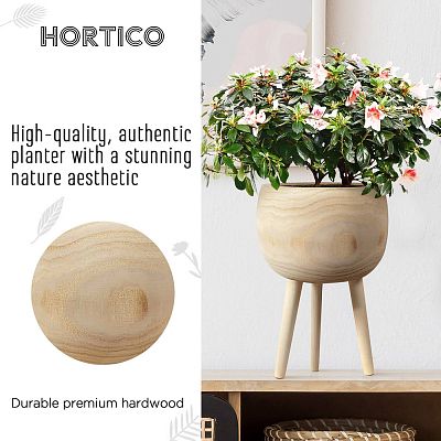 HORTICO TREND Wooden House Planter with Legs, Tall Indoor Plant Pot Stand with Waterproof Liner