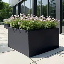 Fibreglass Low Cube Black Grey Matt Textured Planter H100 L120 W120 cm...