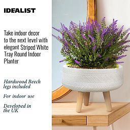 IDEALIST Lite Striped Tray Round Planter on Legs, Round Pot Plant Stand Indoor