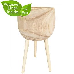 HORTICO TREND Wooden House Planter with Legs, Tall Indoor Plant Pot Stand with Waterproof Liner