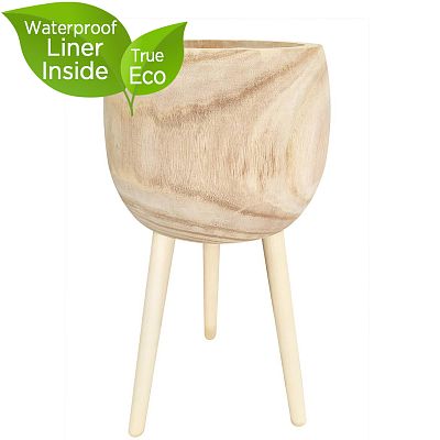 HORTICO TREND Wooden House Planter with Legs, Tall Indoor Plant Pot Stand with Waterproof Liner
