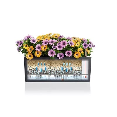 LECHUZA BALCONERA Color Trough Poly Resin Self-watering Planter