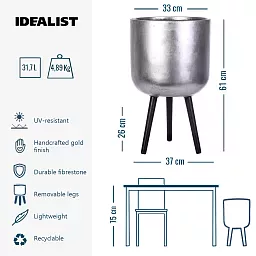 IDEALIST Lite Round Planter on Legs, Round Pot Plant Stand Indoor