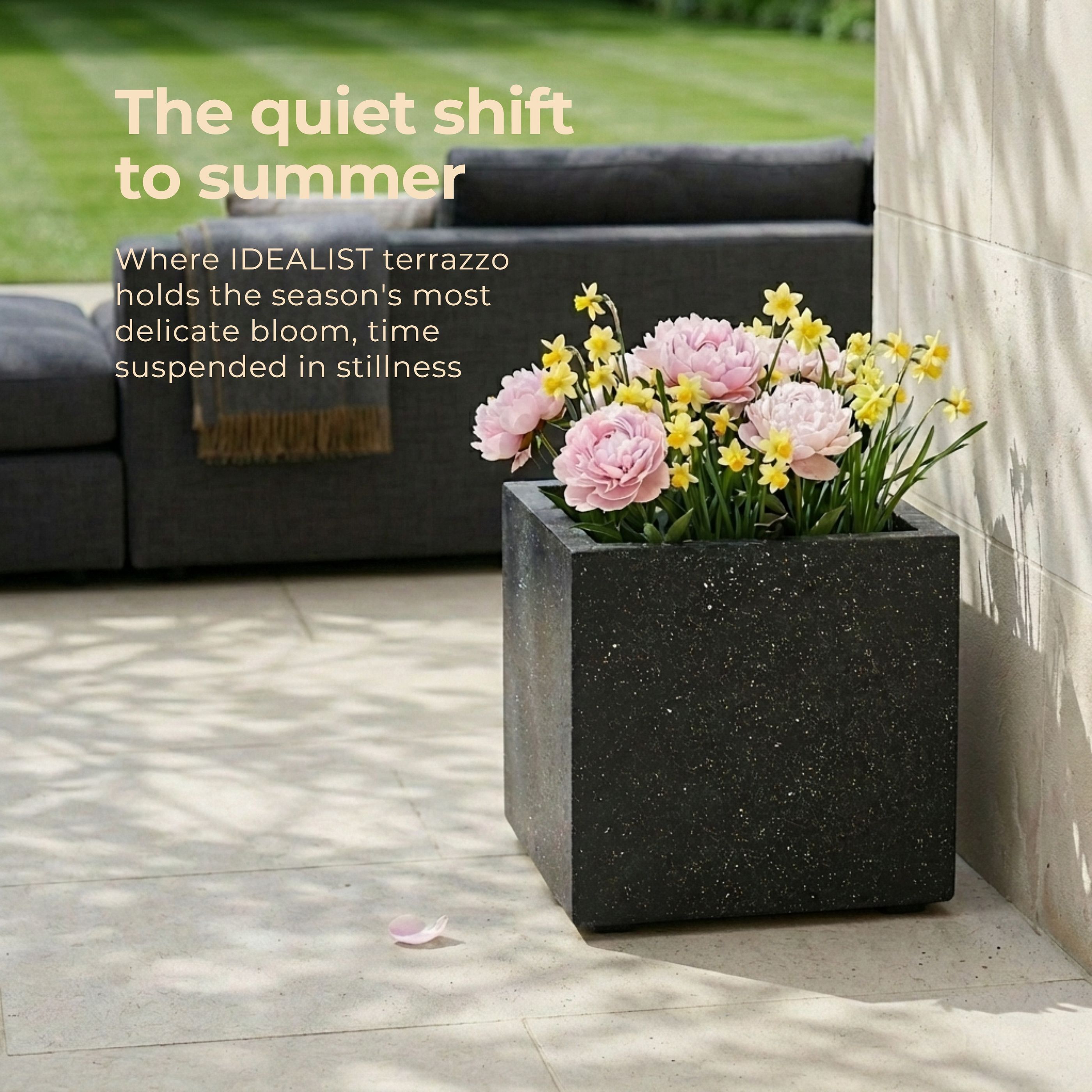 IDEALIST Lite Square Box Contemporary Marble Light Concrete Planter