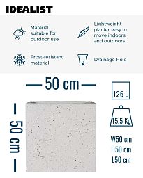 IDEALIST Lite Square Box Contemporary Marble Light Concrete Planter