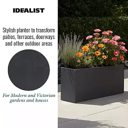IDEALIST Lite Contemporary Light Concrete High Trough Planter Set