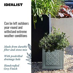 IDEALIST Lite Faux Lead Lattice Planter Light Concrete Square Box