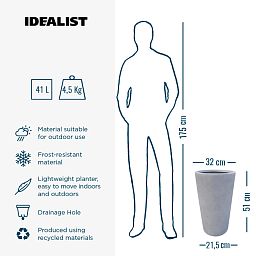 IDEALIST Lite Contemporary Round Light Concrete Planter