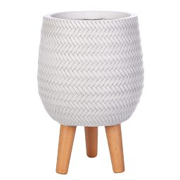 IDEALIST Lite Plaited Style Egg Planter on Legs, Round Pot Plant Stand Indoor