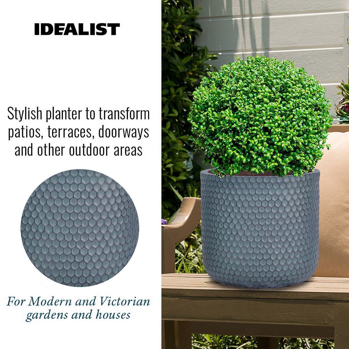 Honeycomb Style Cylinder Round Outdoor Planter by Idealist Lite