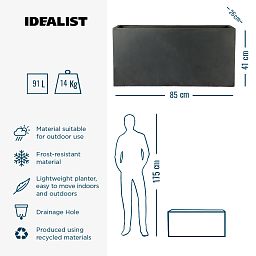 IDEALIST Lite Contemporary Light Concrete High Trough Planter