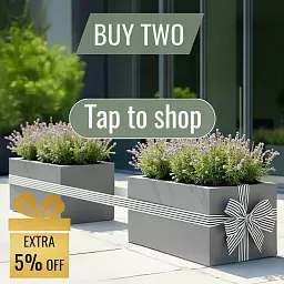 IDEALIST Lite Contemporary Light Concrete Trough Planter