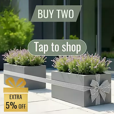 IDEALIST Lite Contemporary Light Concrete Trough Planter