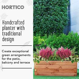 Rustic Scandinavian Redwood Open Trough Outdoor Planter Made in UK by HORTICO