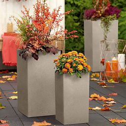 LECHUZA CANTO Stone High Square Tall Poly Resin Self-watering Planter