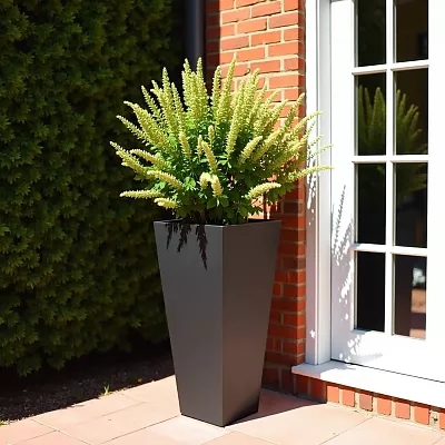 Set of IDEALIST Lite Light Concrete Garden Tall Planters, Outdoor Plant Pots with Tapered Shape