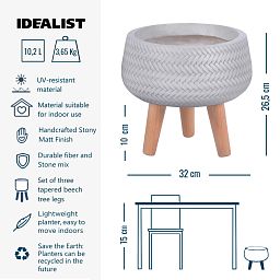 IDEALIST Lite Plaited Style Bowl Planter on Legs, Round Pot Plant Stand Indoor