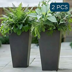 IDEALIST Lite Tall Tapered Contemporary Light Concrete Planter Set