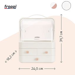 Portable Plastic Makeup Organiser with Handle and 3 Drawers by Froppi