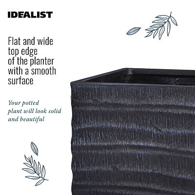 IDEALIST Lite Straw Ribbed Vintage Style Square Outdoor Planter