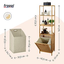Froppi Wooden Washing Hamper Laundry Basket for Bathrooms