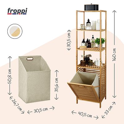 Froppi Wooden Washing Hamper Laundry Basket for Bathrooms