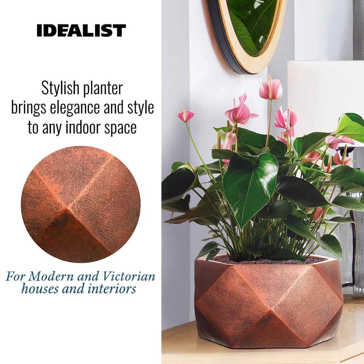 Geometry Style Bronze Bowl Planter Outdoor Plant Pot by Idealist Lite