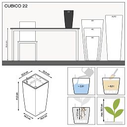LECHUZA CUBICO Square Tall Poly Resin Self-watering Planter