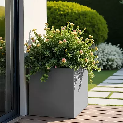 IDEALIST Lite Square Box Contemporary Light Concrete Planter