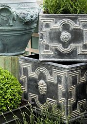 Elizabethan Fiberglass Square Faux Lead Planter Pot In/Out