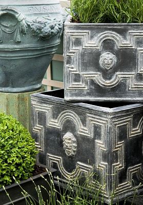 Elizabethan Fiberglass Square Faux Lead Planter Pot In/Out