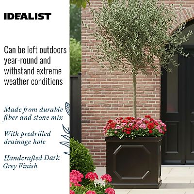 IDEALIST Lite Faux Lead Chelsea Box Square Light Concrete Planter